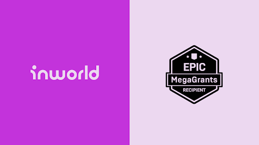 A graphic with inworld's logo and Epic MegaGrant's logo on a pink background. 