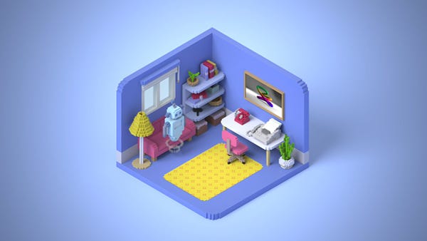 Isometric, voxel based room