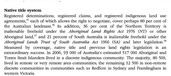 Hon Dr. Gary Johns said it was more likely that 80% of Australia by 2030 would be under Native communal land title, see at page 85: https://static1.squarespace.com/static/596ef6aec534a5c54429ed9e/t/5c9d80b6f9619a37d3256bf9/1553825978706/vol24chap8.pdf