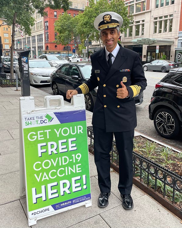 U.S. Surgeon General Vivek Murthy standing in front of DC COVID Clinic. 