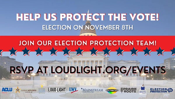 help us protect the vote! election on November 8th. Join out election protection team! RSVP at loud light dot org slash events 