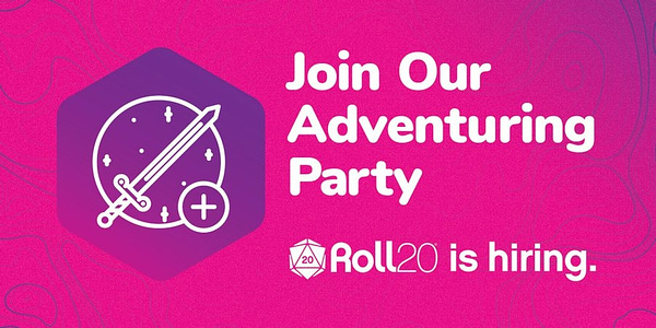 join our adventuring party roll20 is hiring (sword in icon)