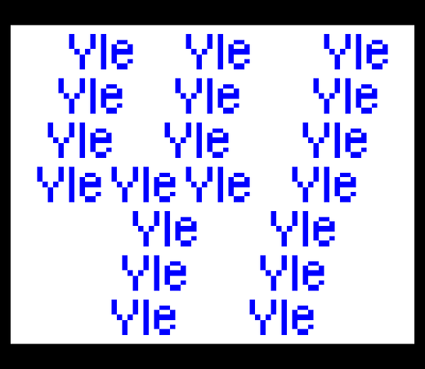 In this teletext page by Sontolhead, the letters YLE are tiled to form the figure 41. 