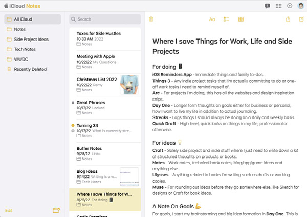 A web app version of Notes for iOS