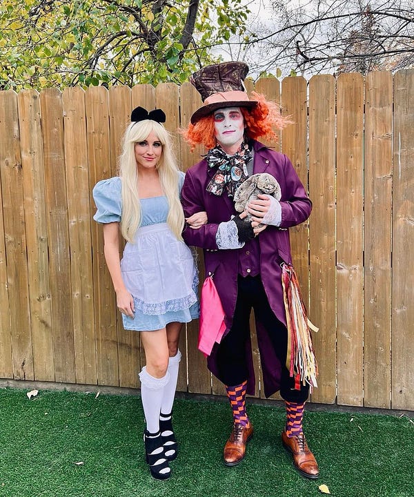 Jordan Coleman as Alice in Wonderland and Blake Coleman as the Mad Hatter