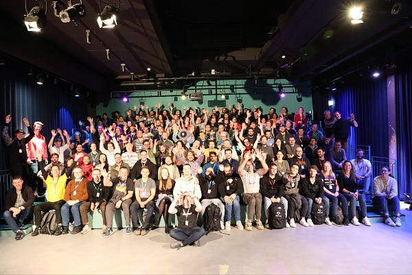 Most of the attendees of Do iOS in a single picture acting a bit wild.
