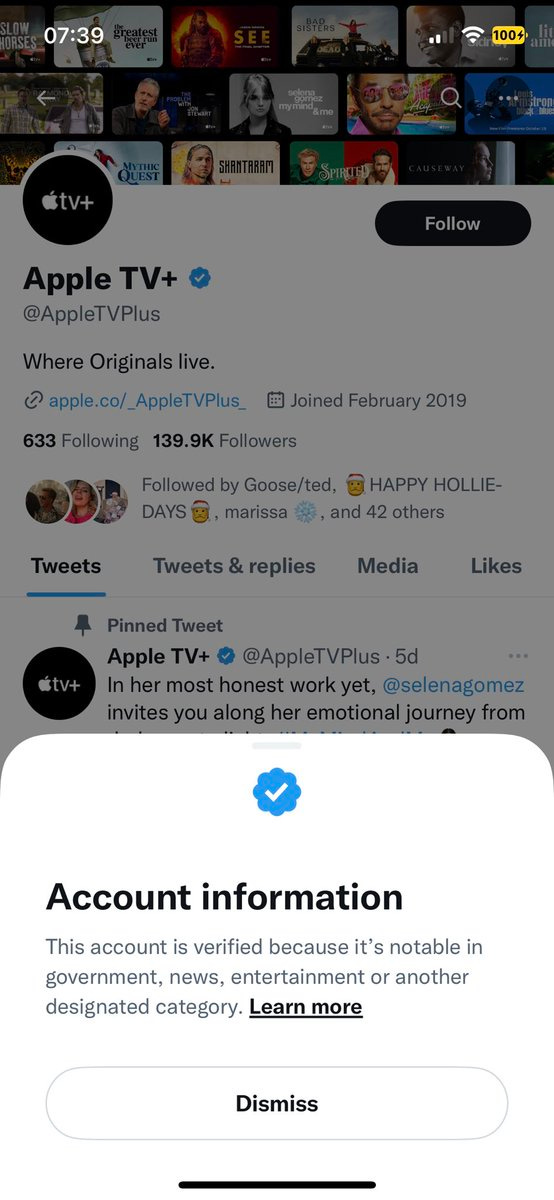 The real AppleTV+ account