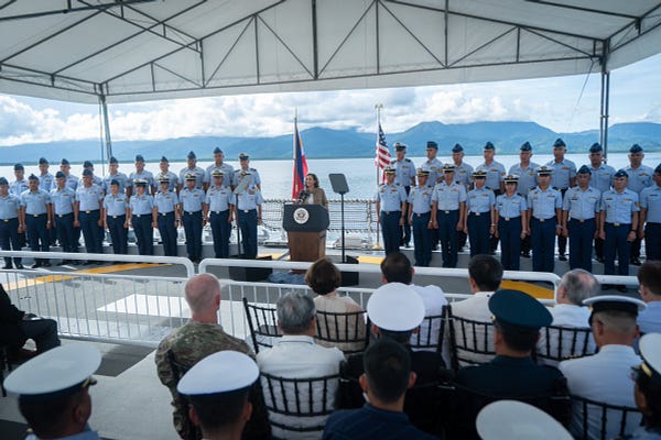 The Vice President delivers remarks to members of the Philippines Coast Guard.