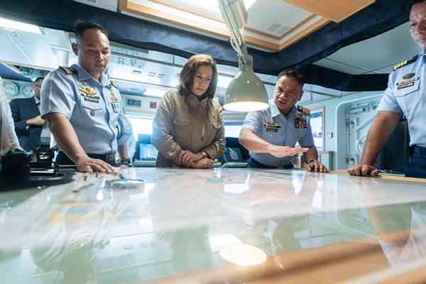 The Vice President tours a Philippine Coast Guard ship.