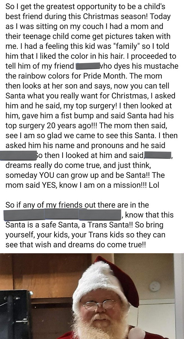 A Transgender Santa invites LGBTQ kids to see him 
