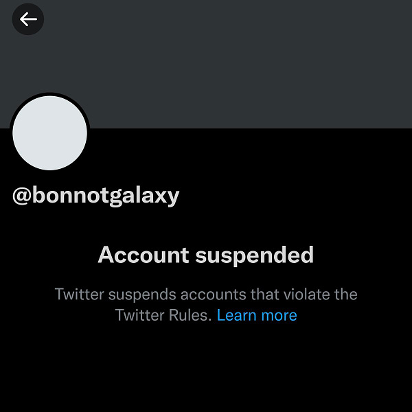 @bonnotgalaxy account suspended 