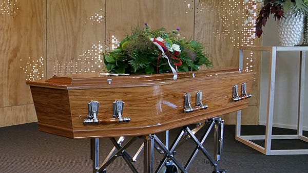 Casket at a funeral home