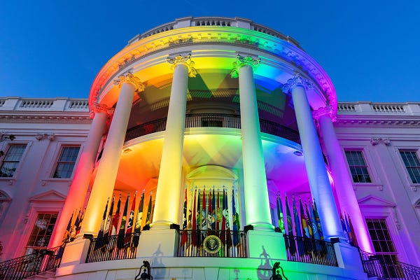 The White House lit up rainbow in celebration of President Biden signing the Respect for Marriage Act.