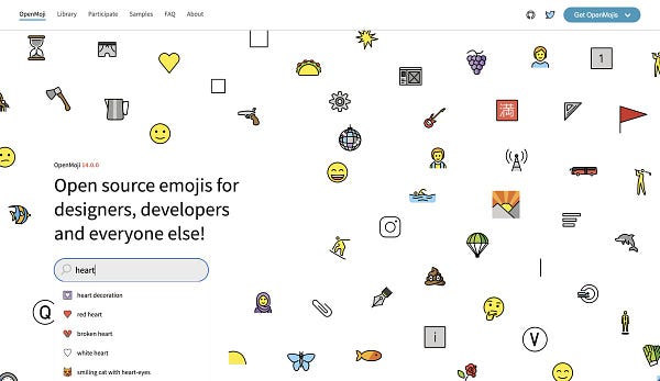 page d'accueil open-emojis