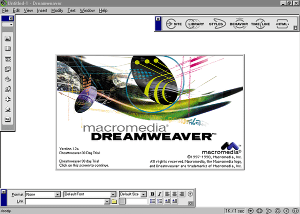 Macromedia Dreamweaver 1.0