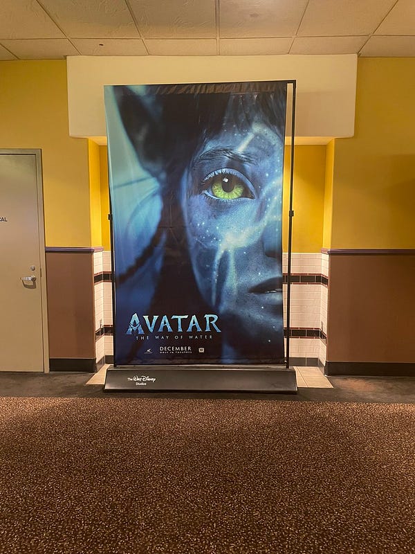 A standing poster for Avatar: The Way of Water.