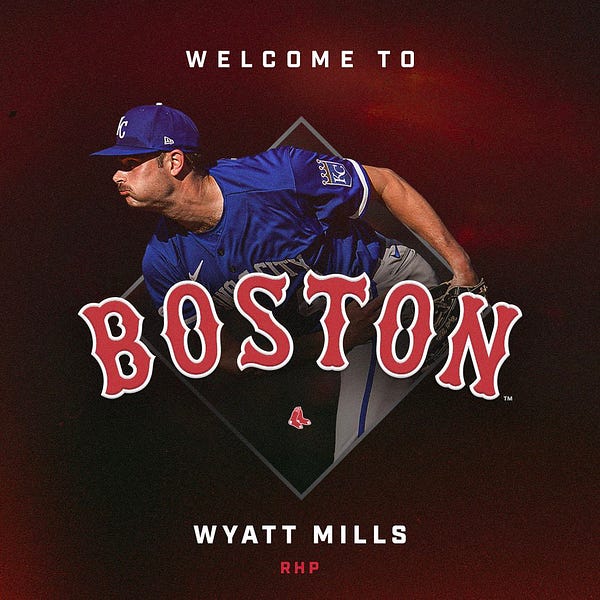 Welcome to Boston graphic for right-handed pitcher Wyatt Mills