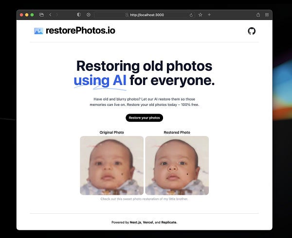 My AI side project that restores old photos.