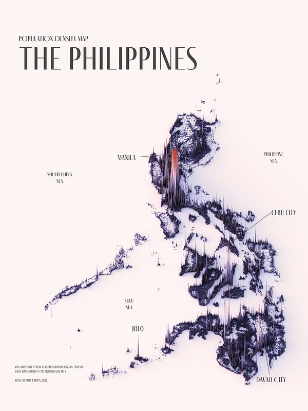 A population density map of the Philippines