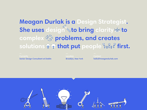 Meagan Durlak site in 2017: full of fun and simplicity.