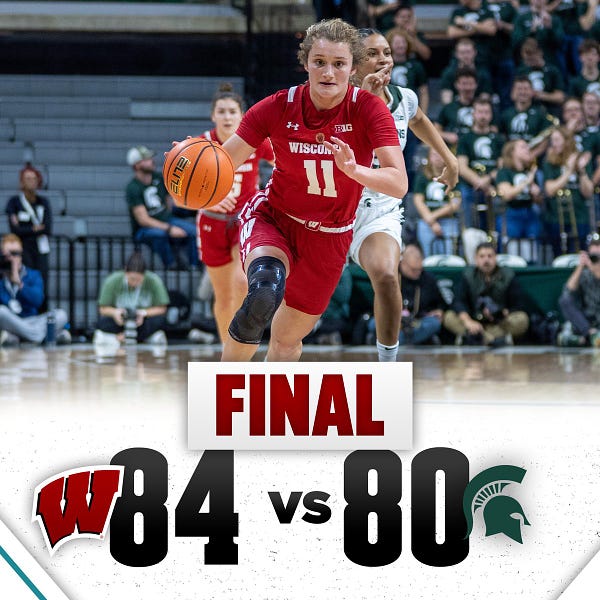 WBB: led by Serah Williams' dominant night, Wisconsin outlasts Michigan  State in OT, 84-80