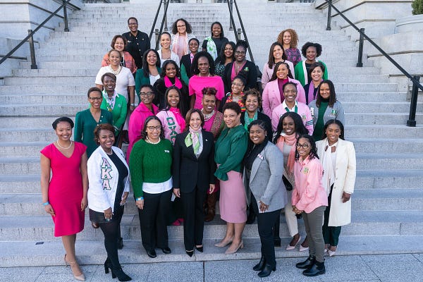 Vice President Harris stands with Biden-Harris appointees from Alpha Kappa Alpha Sorority, Inc.