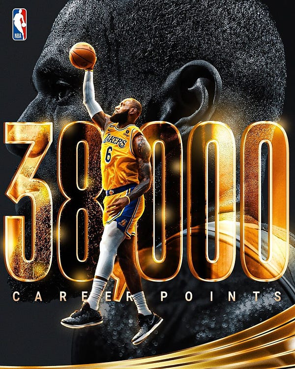 LeBron James se torna o primeiro jogador da NBA a marcar 39.000