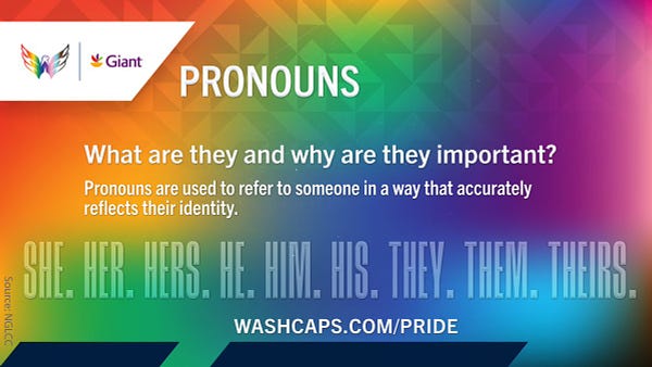 Pronouns: What are they and why are they important?

Pronouns are used to refer to someone in a way that accurately reflects their identity.

She. Her. Hers. He. Him. His. They. Them. Theirs. 