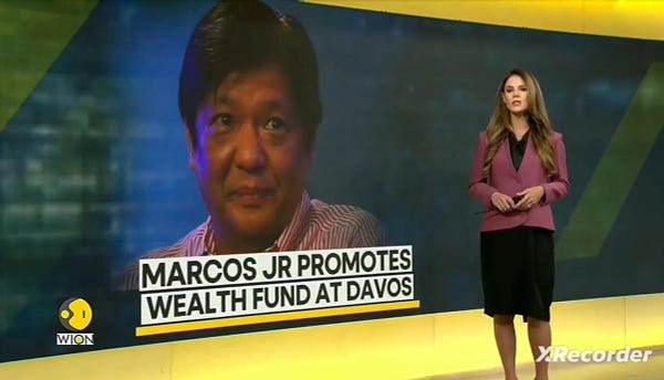 Screenshot of WION News report on Marcos Jr's trip to Davos, Switzerland for the World Economic Forum.