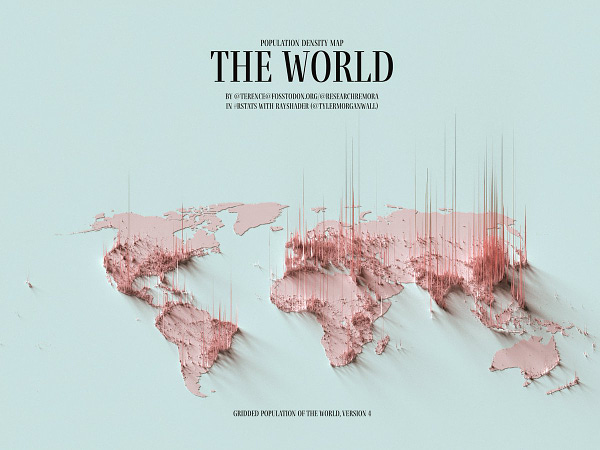 A population density map of the world