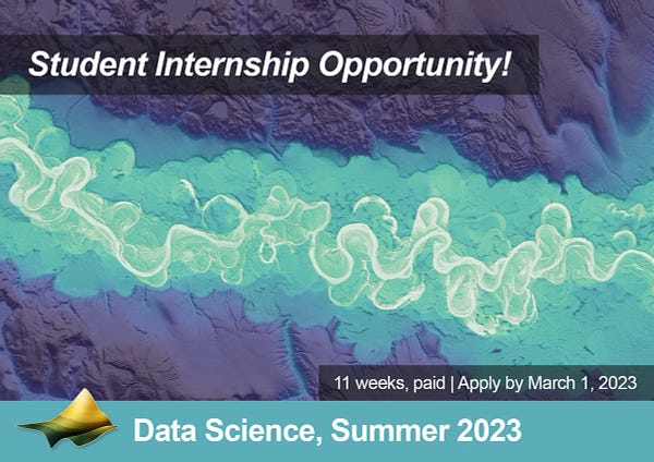 OpenTopography 2023 Data Science internship opportunity flyer