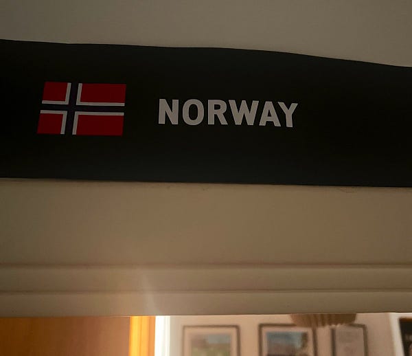Norway sign above my door.