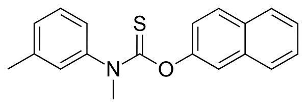 The chemical structure of tolnaftate, O-2-Naphthyl methyl(3-methylphenyl)thiocarbamate