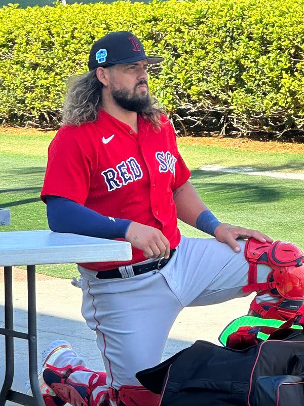 This is a 2023 photo of catcher Jorge Alfaro of the Red Sox