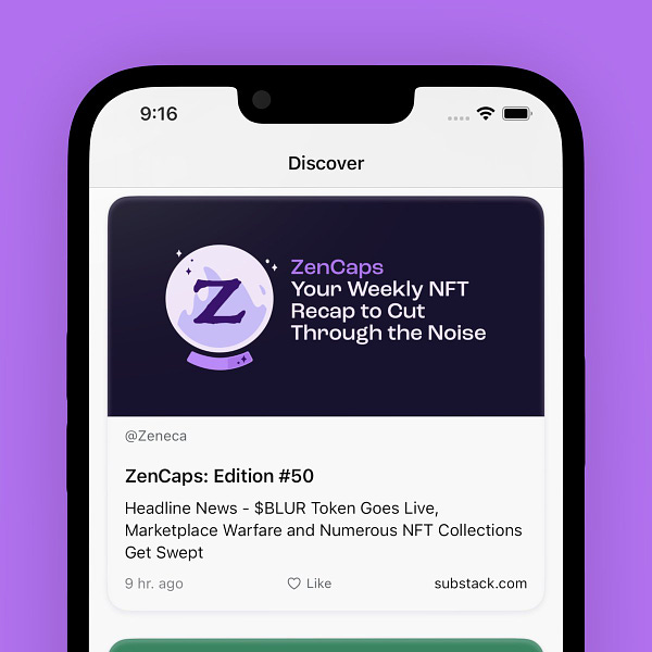 A screenshot of the Floor app, showing a Discover card for ZenCaps