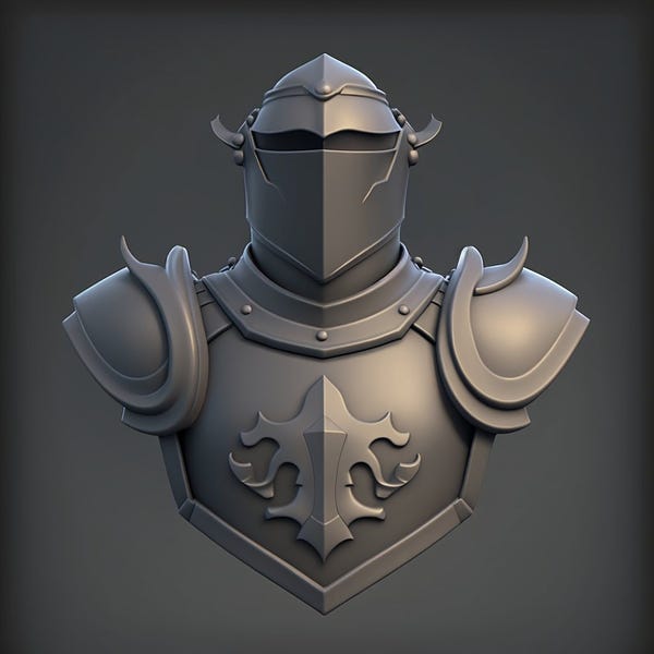 default icon of a chestgaurd facing forwards for character equipment in a game UI for dungeons and dragons game, grey on grey