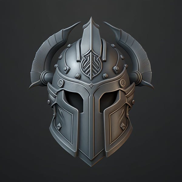 default icon of a helm facing forward for character equipment in a game UI for dungeons and dragons game, grey on grey
