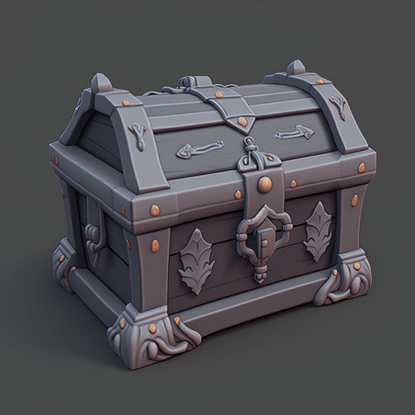 default icon of a chest facing forwards for character equipment in a game UI for dungeons and dragons game, grey on grey