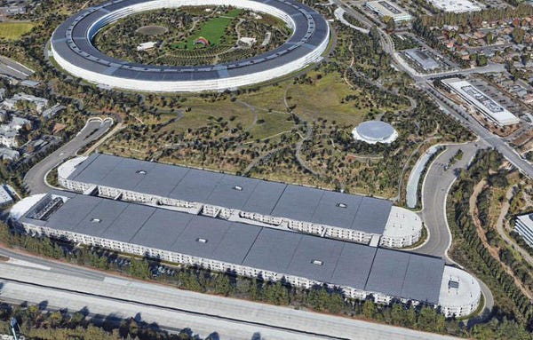 Apple Park parking garages from google earth