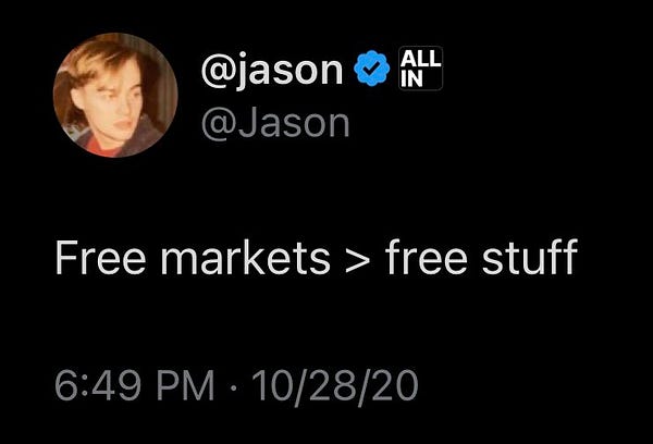 Free markets > free stuff