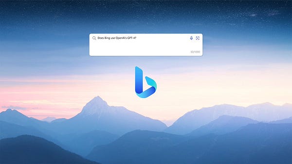 Bing homepage with text in search/chat box: Does Bing use OpenAI's GPT-4?