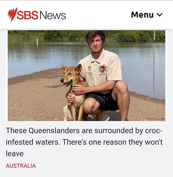 SBS News headline: These Queenslanders are surrounded by croc-infested waters. There's one reason they won't leave.
