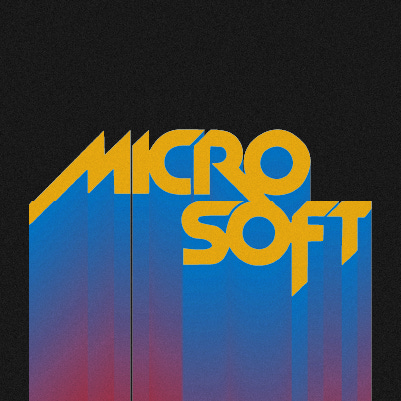 A colorful graphic reads "Microsoft" in bold, block lettering of yellow, blue and pink