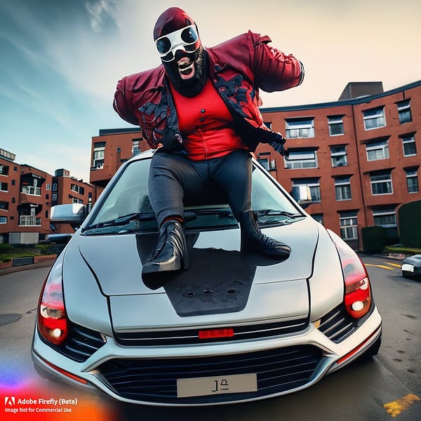 Deadpool wide angle pose on top of a car outside an apartment complex in the uk, canon, vlogger, --v 5 --q 2 --ar 3:2

Prompt credit: @LinusEkenstam
