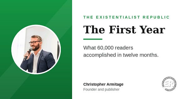 The Existentialist Republic’s First Year: What 60,000 Readers Accomplished