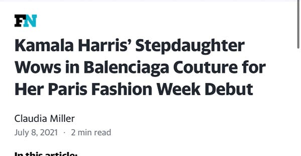 Kamala Harris's Stepdaughter Models for Pedophilia-Loving Balenciaga