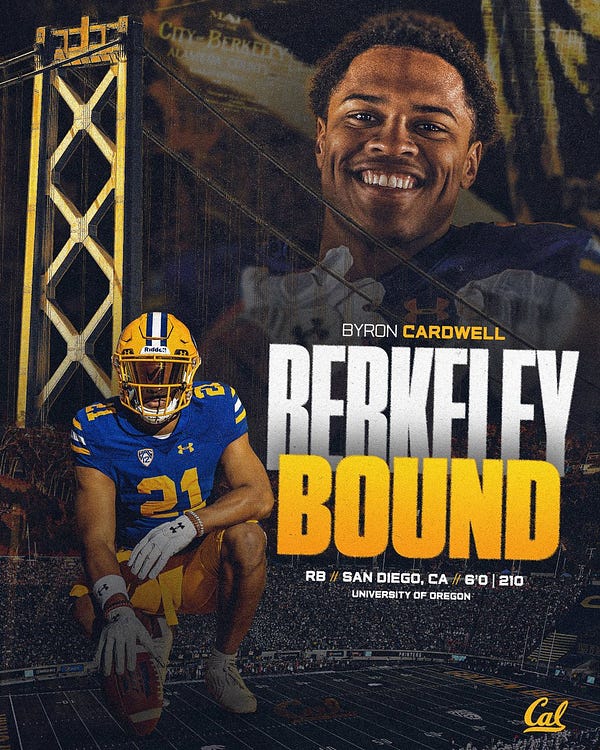 Cal football lands a transfer in RB Byron Cardwell