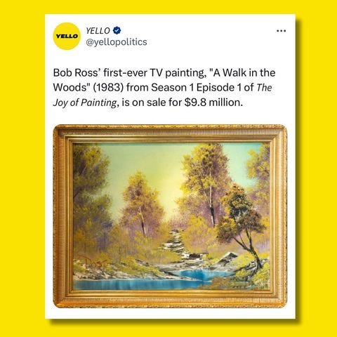 Bob Ross' First Artwork From 'The Joy Of Painting' Show On Sale For $9.8  Million