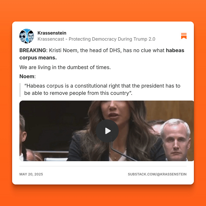 Krassenstein on Substack: quot BREAKING: Kristi Noem the head of DHS has