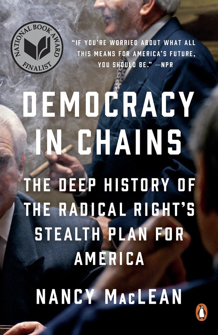 The covers of each of the four books in this post: The Light Pirate, the Making of the President 1972, Democracy in Chains, and Breathless.
